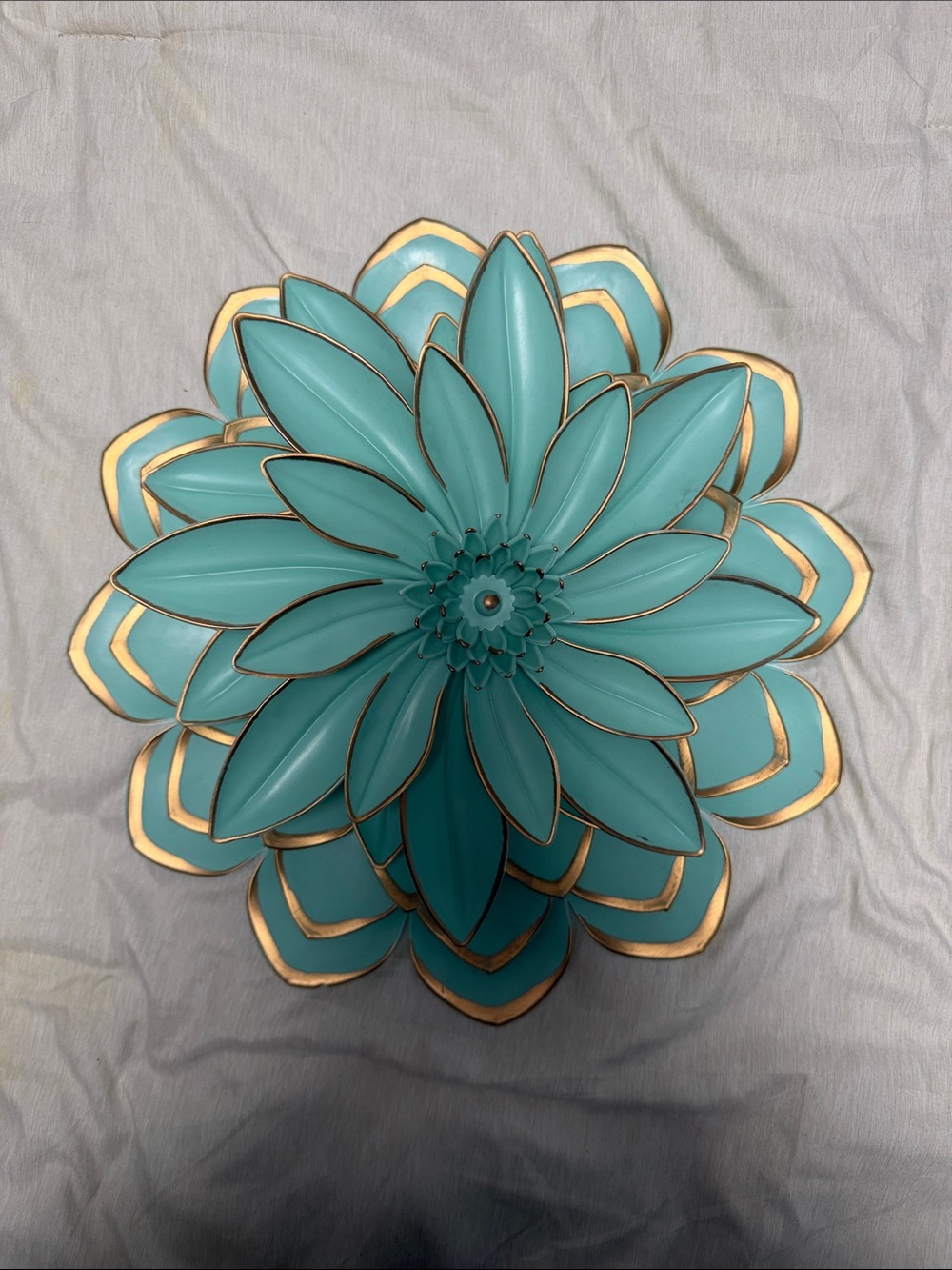 Teal Floral Plastic Wall Decor Set with Gold Accents - Picture 10 of 10